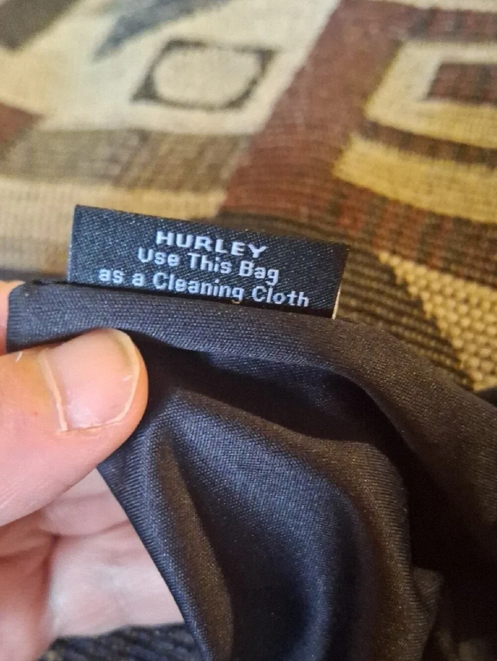 Hurley Black Stretch Fabric Drawstring Pouch Sunglasses Glasses Cleaning Cloth